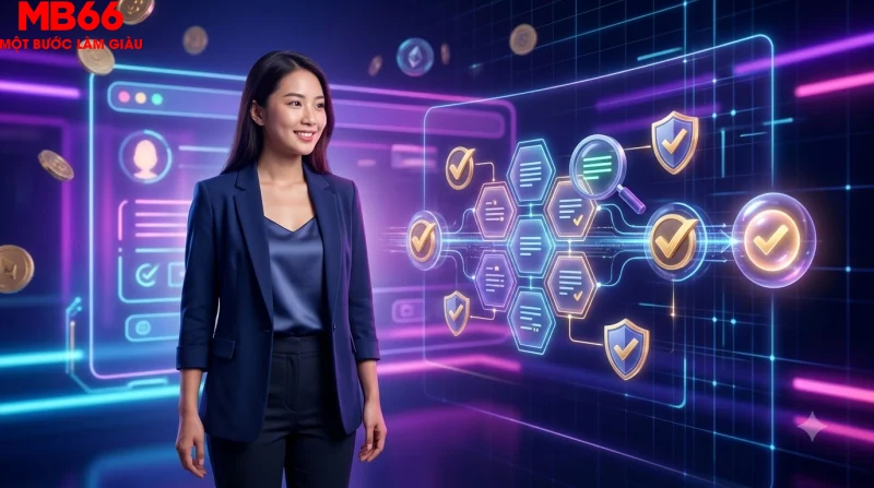 Biểu tượng khiên bảo mật với các dấu kiểm chứng thể hiện thông tin FAQ đáng tin cậy